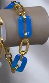 David Markstein Bronze Elongated Oval Blue Gemstone Bracelet, Small